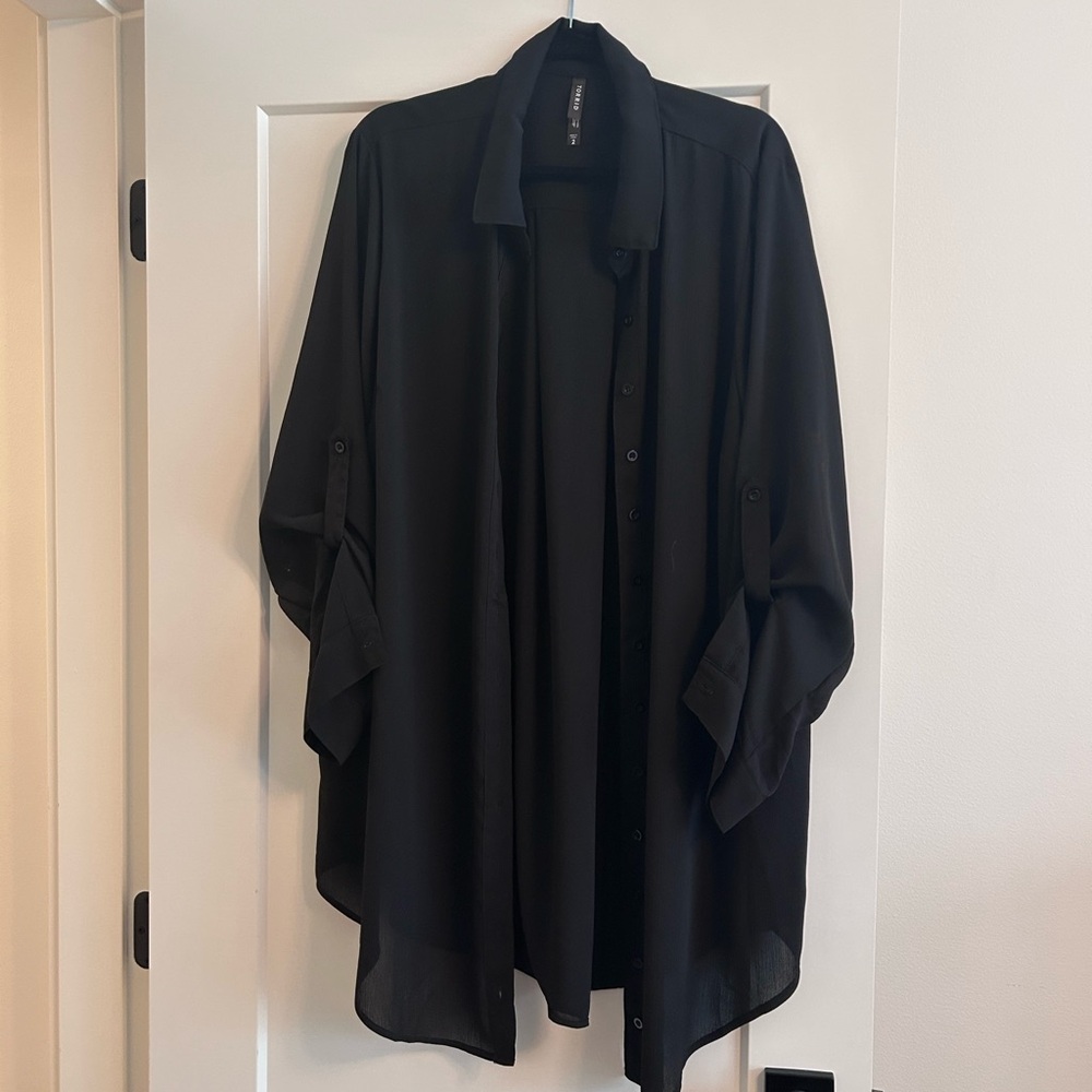 Black Sheer Button-Up Blouse